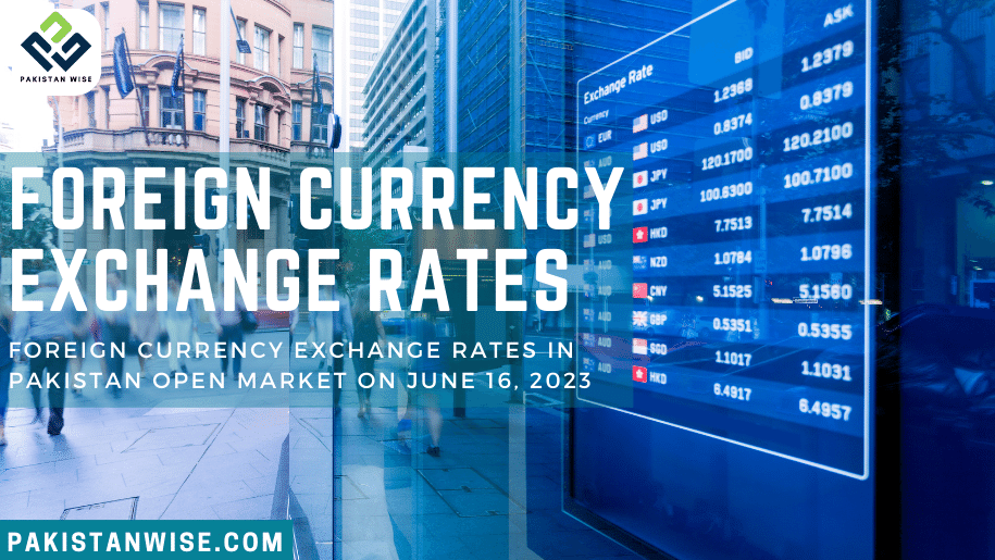 Foreign Currency Exchange Rates in Pakistan Open Market on June 16, 2023