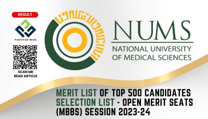 Merit List and Selection List Army Medical College 2023