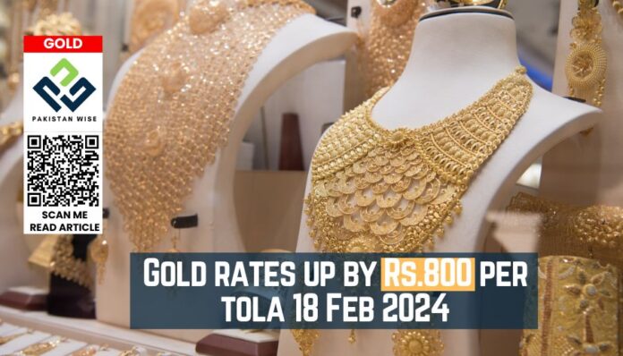 Gold rates up by Rs.800 per tola 18 Feb 2024