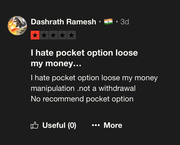Dashrth Ramesh about Pocket Option Scam