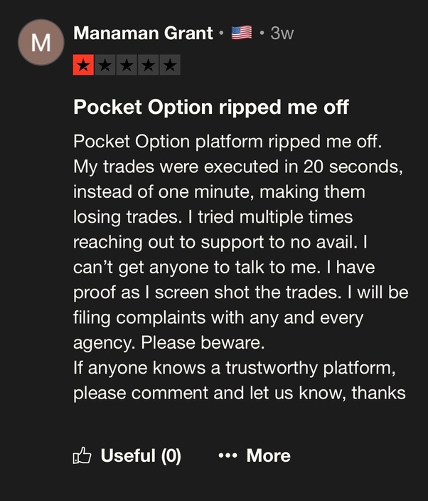 Manaman Grant about Pocket Option Scam